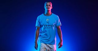 Manchester City's Erling Haaland during a media day at Manchester City Football Academy on August 8, 2022 in Manchester, England.